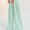 Casual Woven Striped Mid-Rise Loose Wide-Leg Women's Trousers