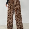 Women's New Leopard Print Plush Trousers Suitable For Autumn And Winter