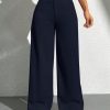 Women Casual Solid Color Wide Leg Pants