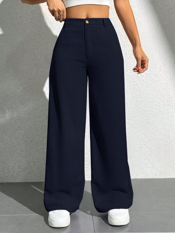Women Casual Solid Color Wide Leg Pants
