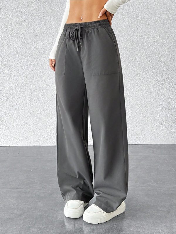 Women Causal Solid Loose Fit Wide Leg Baggy Pants