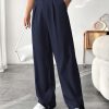 Women's Solid Color Pocket Elegant Straight Leg Office Pants