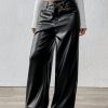 Women High-Quality Slimming Loose Straight Leg PU Leather Pants