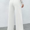Ladies' Solid Color Drawstring Waistband Casual Wide Leg Shorts With Pockets