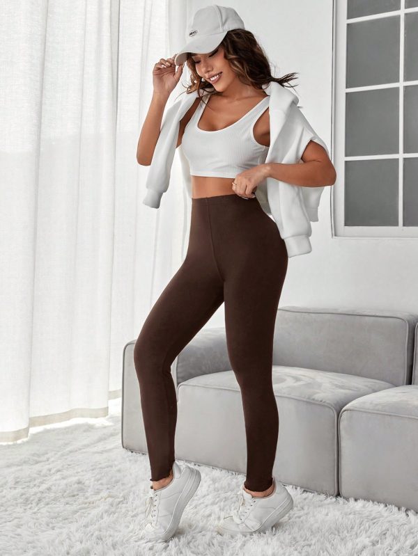 Solid High Waist Bodycon Leggings