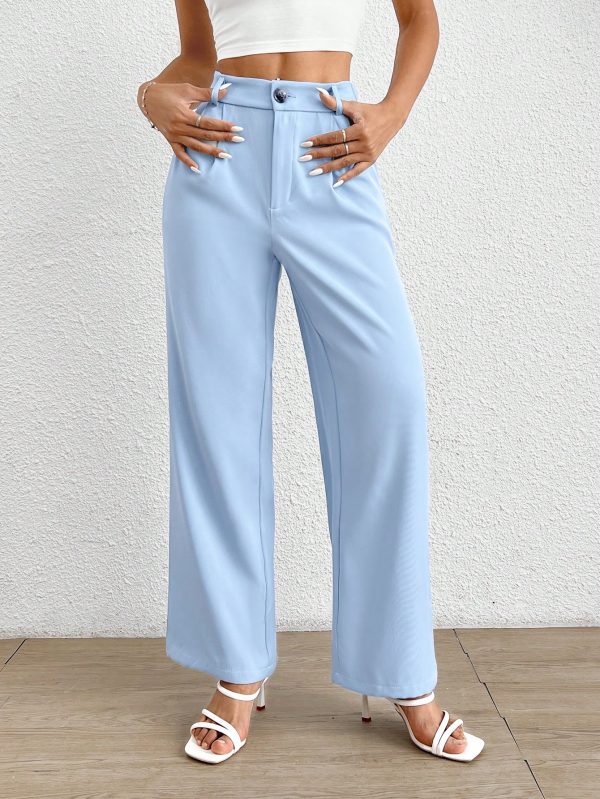 Casual Commuting Solid Color Wide Leg Pants