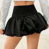 Ladies' Solid Color High Waist Ruffle Mini Skirt