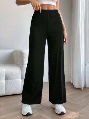 Solid Wide Leg Dress Pants