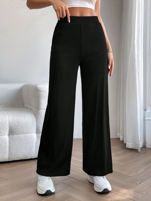 Solid Wide Leg Dress Pants