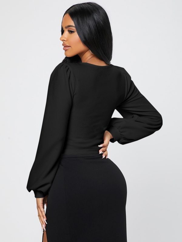 Square Neck Lantern Sleeve Tee