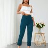 High Waist Press Crease Tapered Black Summer Pants