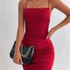 Crisscross Backless Ruched Cami Bodycon Dress Open Back Date Night Dress