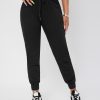 Solid Drawstring Waist Black Sweatpants