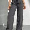 Solid Color Tie Waist Wide Leg Pants