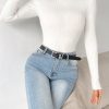 3pcs Turtle Neck Ribbed Knit Sweater