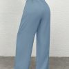 Women's Solid Color Button Zipper Straight Leg Casual Pants