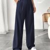 Women's Solid Color Pocket Elegant Straight Leg Office Pants