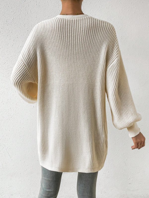Women Casual Minimalist Style Knitted Cardigan, Fashion Knitwear For Autumn & Winter
