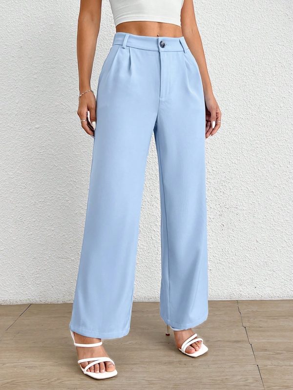 Casual Commuting Solid Color Wide Leg Pants