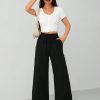 Women's Solid Color Wide Leg Trousers With Insert Pockets