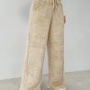 Drawstring Waist Teddy Wide Leg Pants