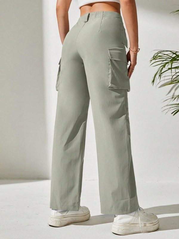 Solid Flap Pocket Cargo Pants