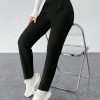 Solid Plicated Detail Black Pants