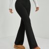 Women's Solid Color Flared Black Velvet Trousers