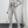 Casual Solid Color Front Button Shirt And Pants With Strap 2 Piece Set, Autumn