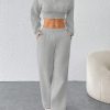Women's FashionableZip Front Hooded Sweatshirt And Pants Two Piece Set
