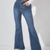 High Waist Raw Hem Flare Leg Jeans