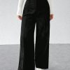 Black Corduroy Women's Wide Leg Trousers