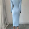 Square Neck Puff Sleeve, Front Ruched, Waist Cinched Elegant Lady Dress