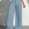Women's Solid Color Button Zipper Straight Leg Casual Pants