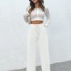 Ladies' Solid Color Drawstring Waistband Casual Wide Leg Shorts With Pockets