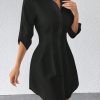 Casual Minimalist Solid Color Button Front Shirt Dress, For Autumn