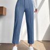 Solid Seam Detail Cropped Pants