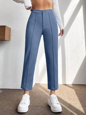 Solid Seam Detail Cropped Pants