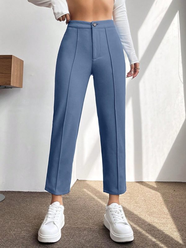 Solid Seam Detail Cropped Pants