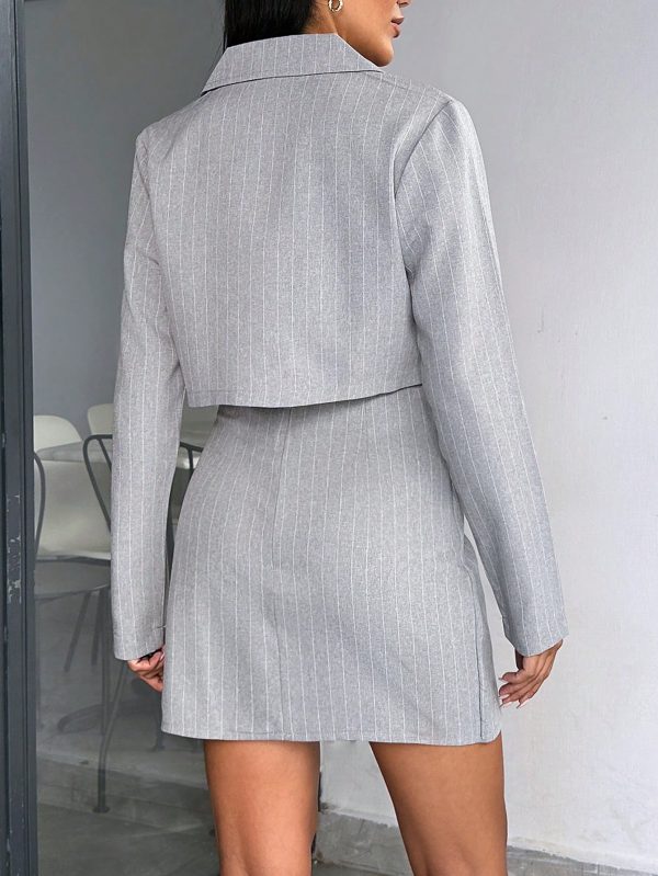 Women's  Suit Lapel Single Breasted Short Blazer And Skirt
