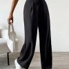 Women's Solid Color High Waist Pleated Wide Leg Loose Pants With Refined Elegant Style