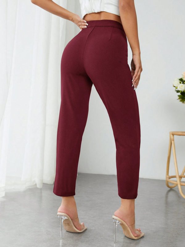 Solid Color High Waisted Long Trousers