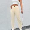 Women's Solid Color Edging Decorated Long Pants