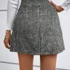 Ladies' Autumn Fashion Striped Button Decor Skirt