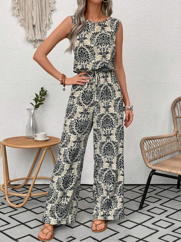 Women Full Print Sleeveless Jumpsuit