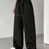 Women's Solid Color Simple Daily Textured Fabric Pants , Baggy Pants
