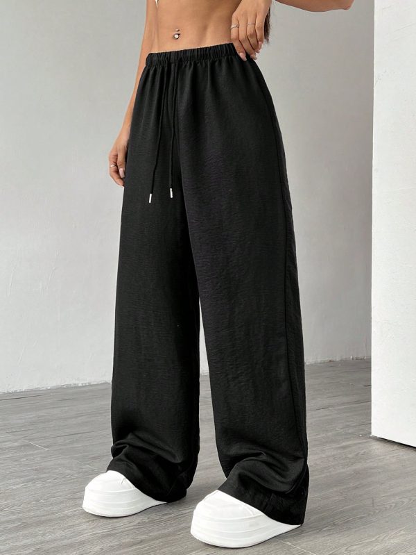 Women's Solid Color Simple Daily Textured Fabric Pants , Baggy Pants