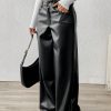 Women High-Quality Slimming Loose Straight Leg PU Leather Pants