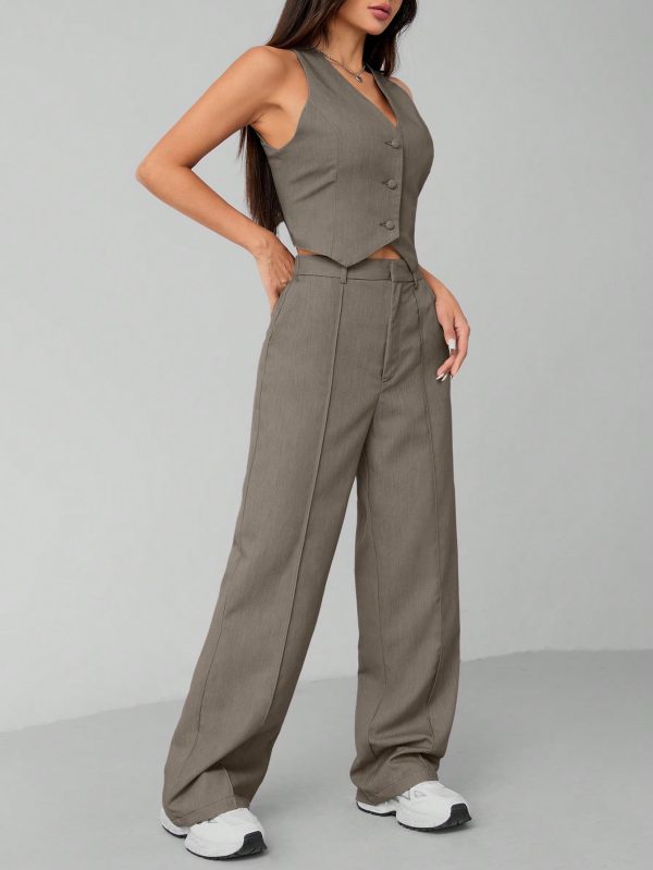 Women's Single Breasted Vest And Pants Formal Business Suit, Summer