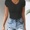 Women's Casual Top With V-Neckline And Cinched Waist